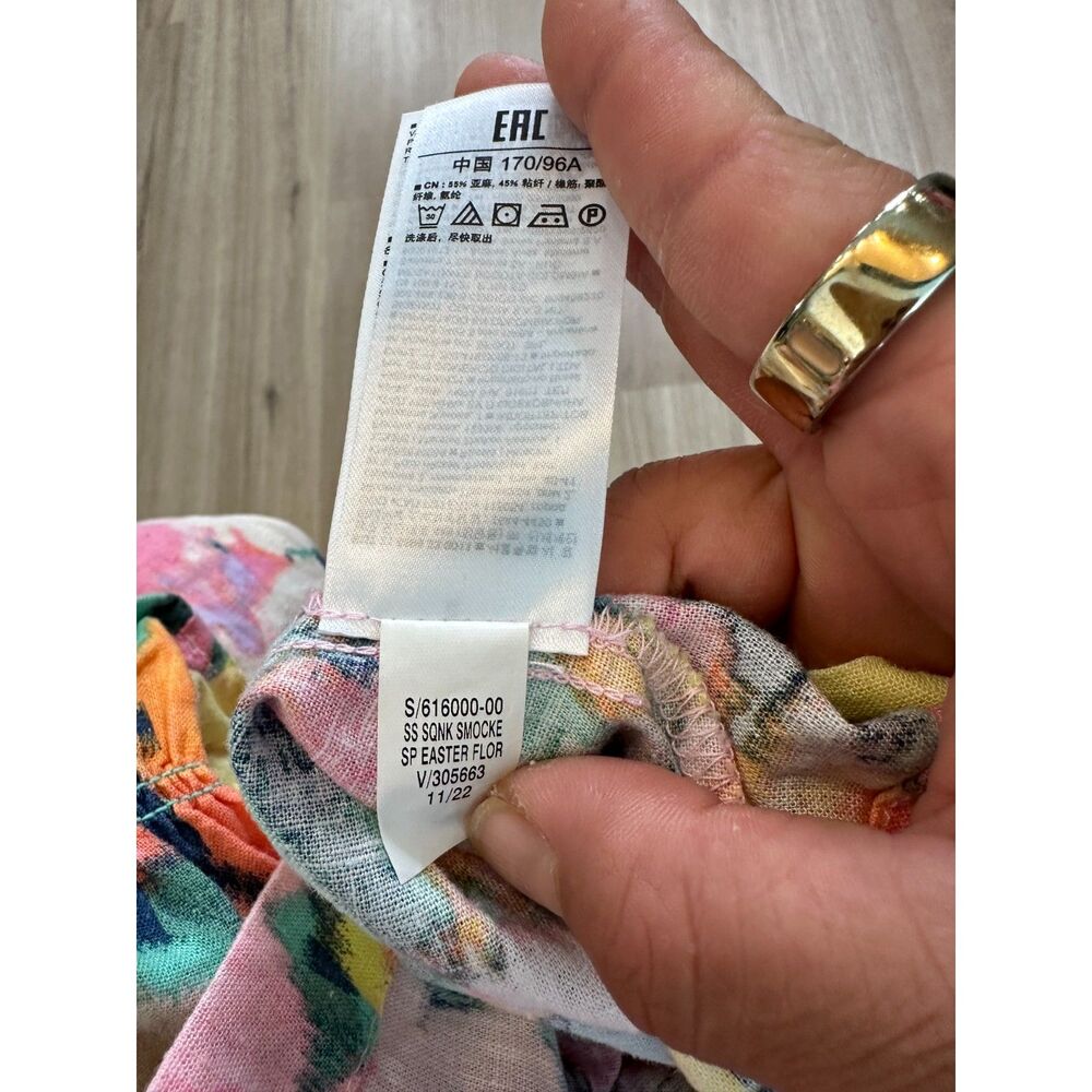Gap Womens Medium Puff Sleeve Linen-Blend Colorful Floral Mini Dress - Picture 10 of 11